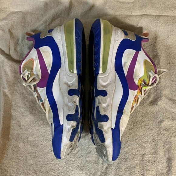 Nike Air Max 270 React Mens 7.5 Sneakers White Berry Royal Running Sports - Picture 5 of 10